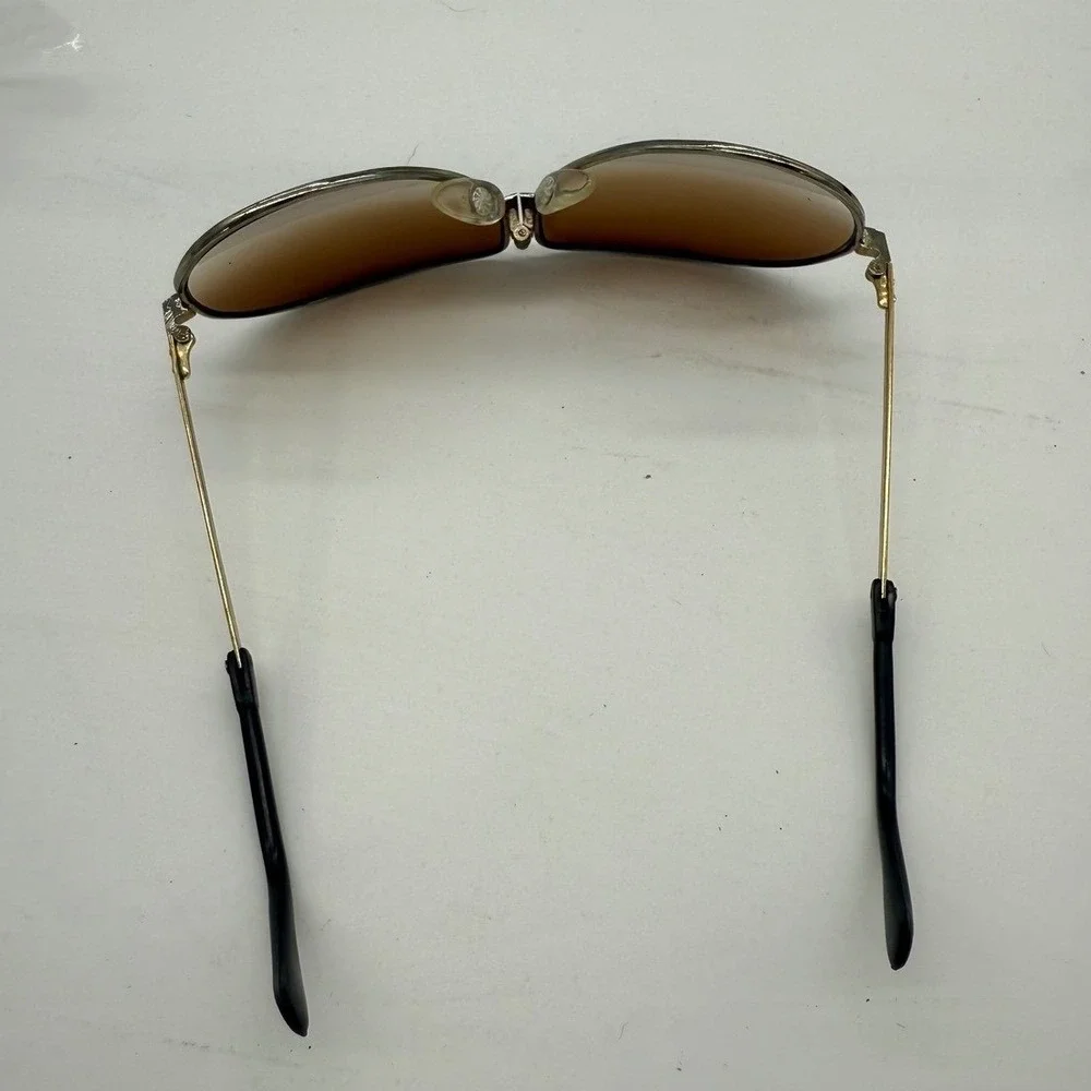 Vintage Motorcraft folding Sunglasses Aviator Gold Metal Frame carrying case‎
